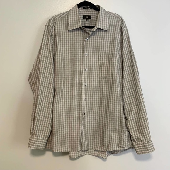 Calvin Klein Other - Calvin Klein Grey Plaid Dress Shirt 17.5 XL